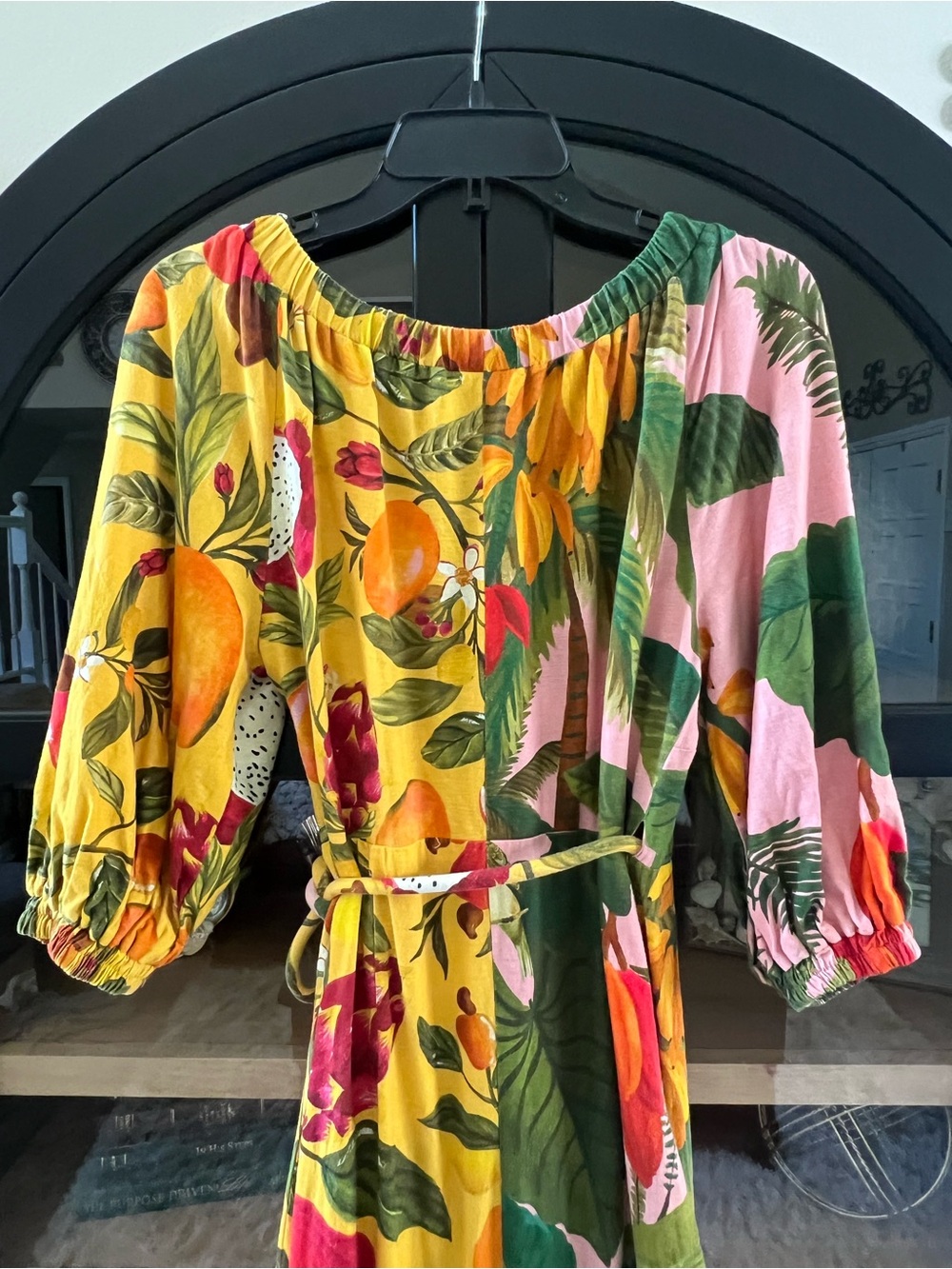 FARM Rio Yellow, Pink & Green Tropical Fruit Wrap Maxi Dress 🥭 - Picture 10 of 16